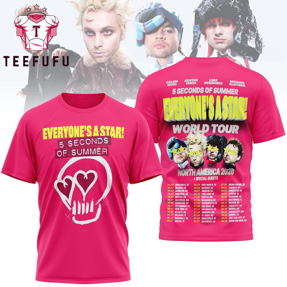 5 Seconds of Summer New World Tour 2026 3D Shirt
