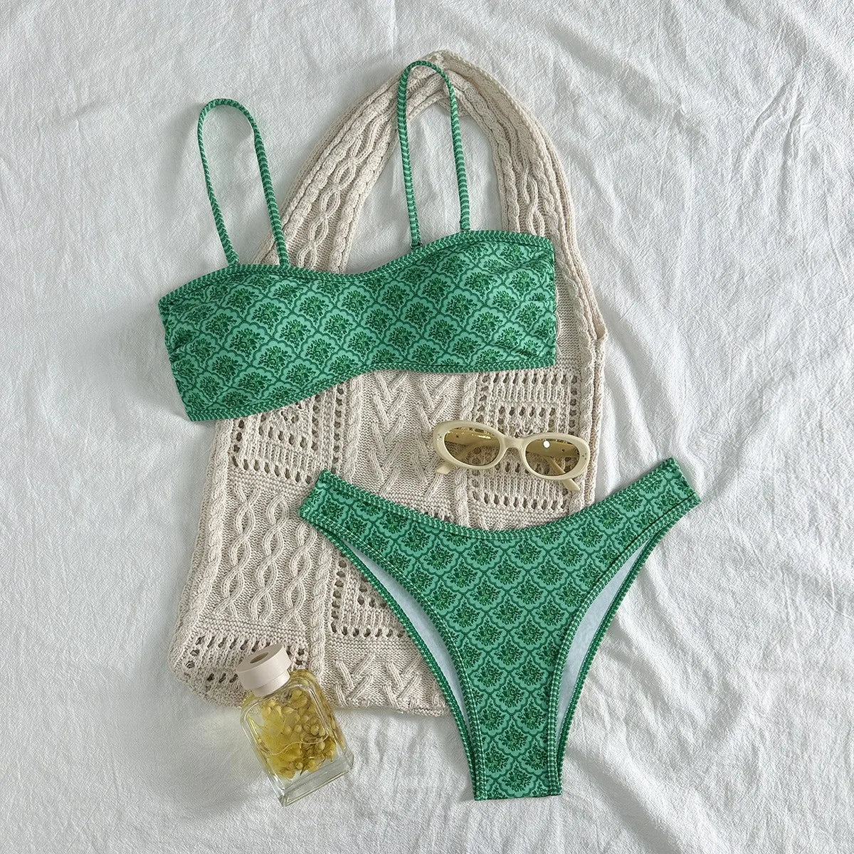 Summer Swimwear Bikini Sets For Woman Bikinis Sleeveless Bandeau Top Swimsuit High Cut Thong Bottom Two Piece Swimsuit 2026