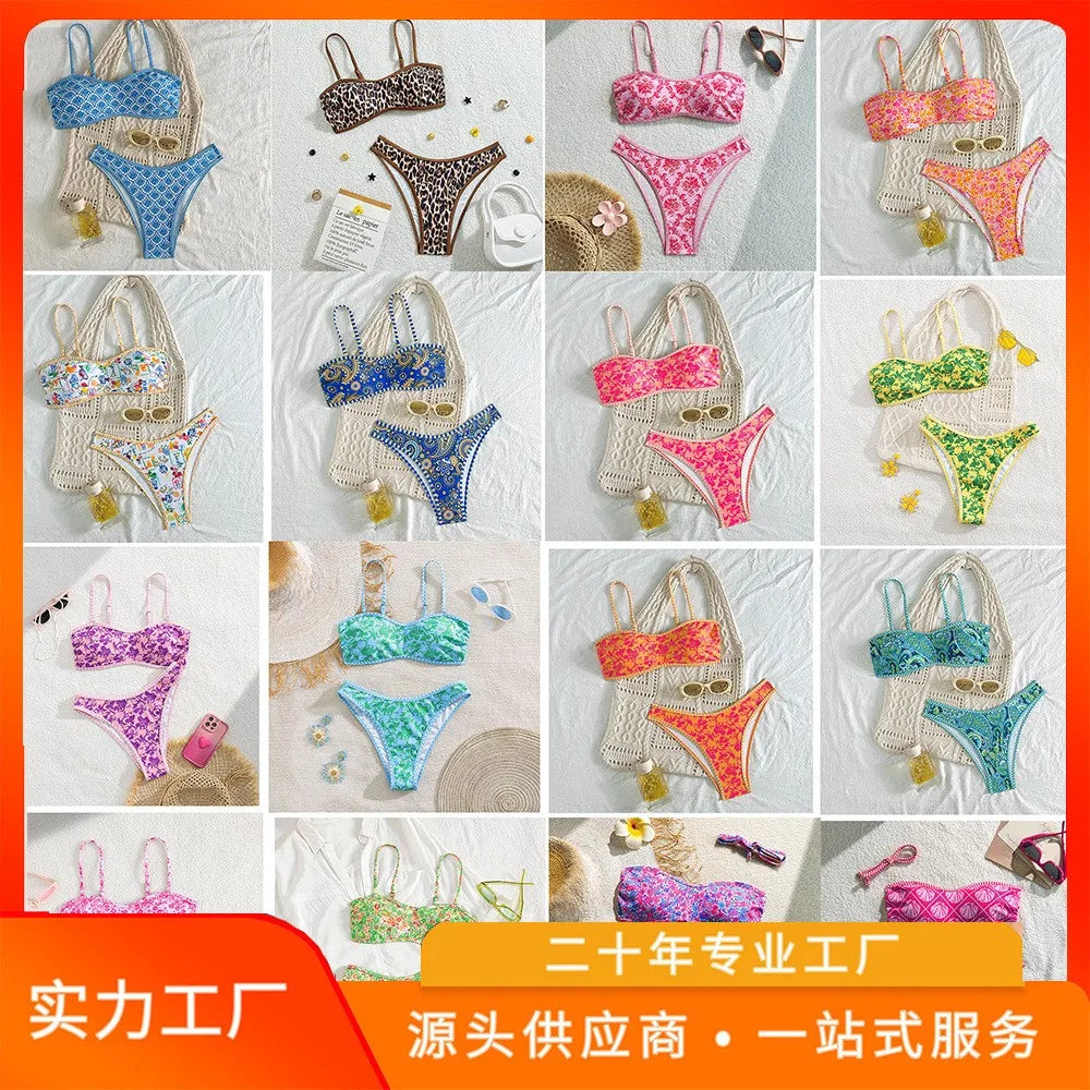 Summer Swimwear Bikini Sets For Woman Bikinis Sleeveless Bandeau Top Swimsuit High Cut Thong Bottom Two Piece Swimsuit 2026