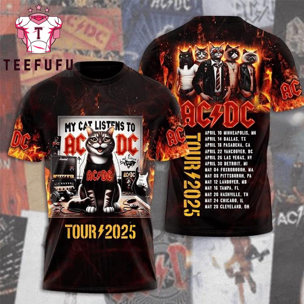 ACDC Legendary Rock Band Power Up Concert 3D T-Shirt