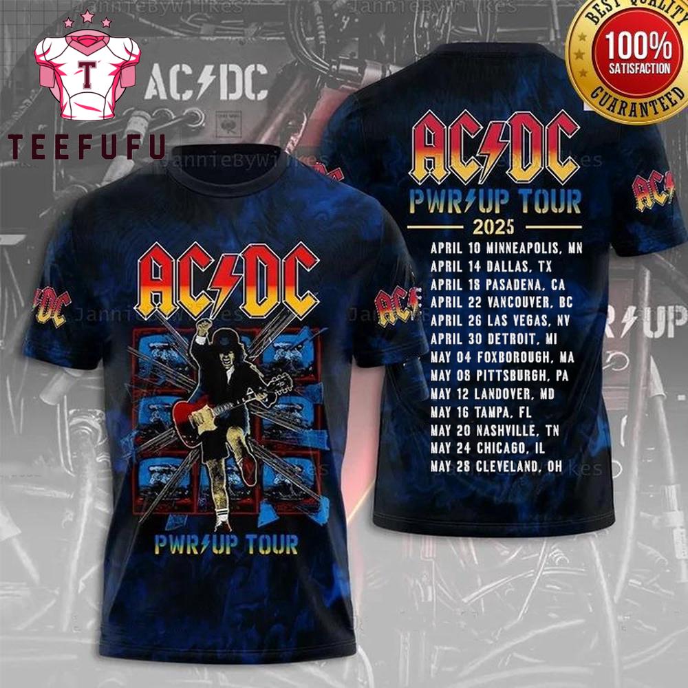 ACDC Rock Music Face North American Tour 2025 3D T-Shirt