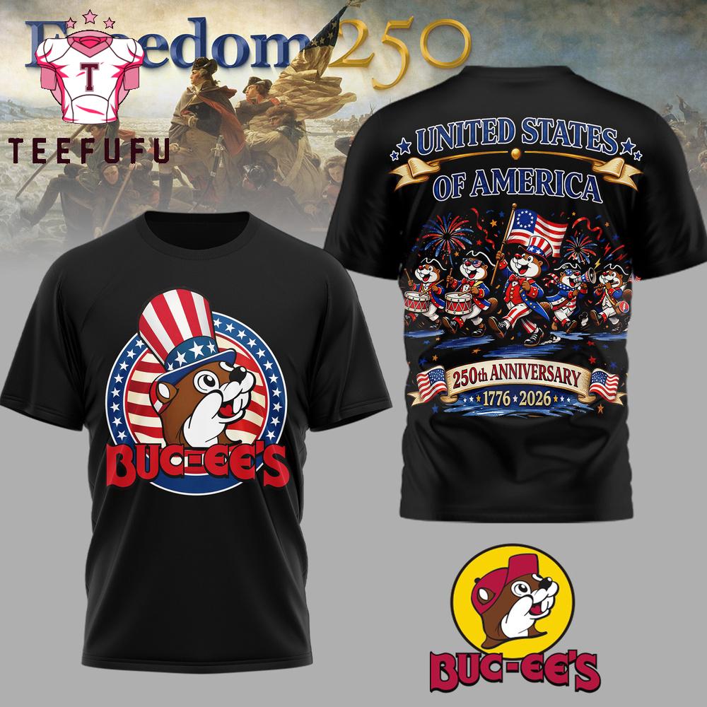 Buc-ee's 250th Anniversary 1776-2026 America Flag Black T Shirt