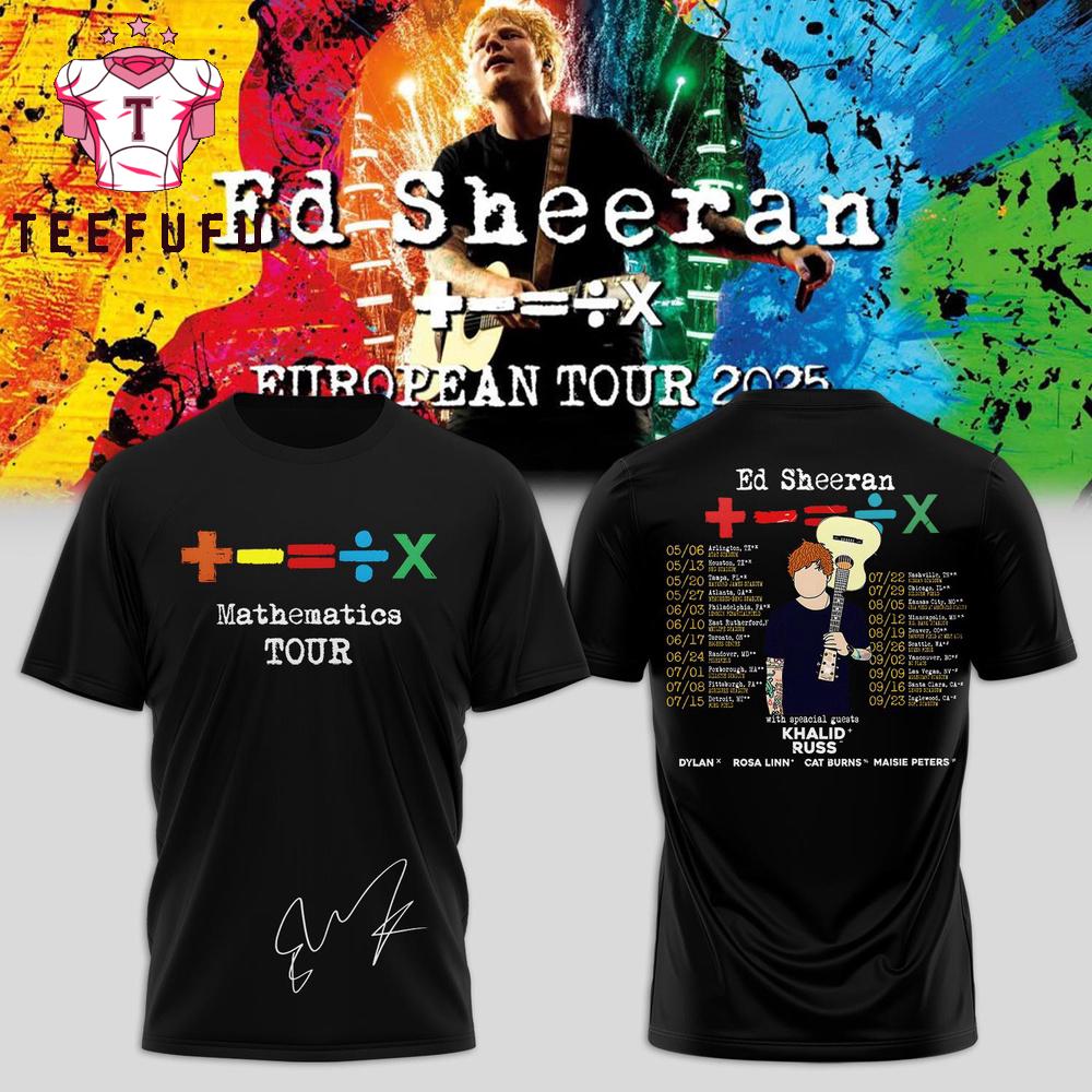 Ed Sheeran The +−=÷× Tour 2025 Scheduler T Shirt