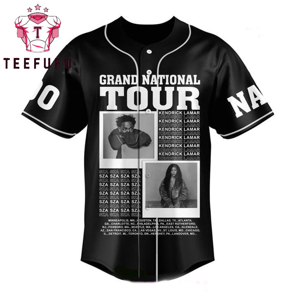 Kendrick Lamar x SZA Grand National Tour 2025 Baseball Jersey