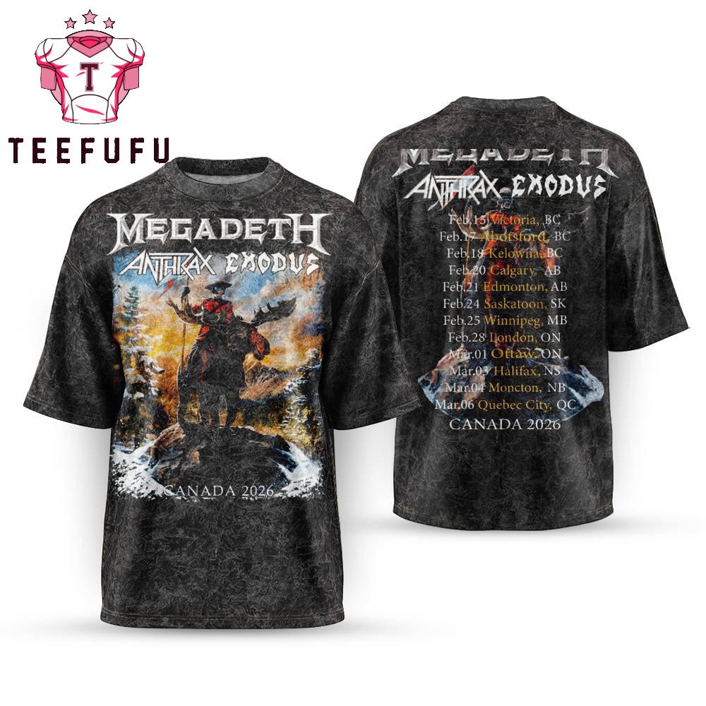 Megadeth Anthrax Exodus Canada Tour 2026 T Shirt