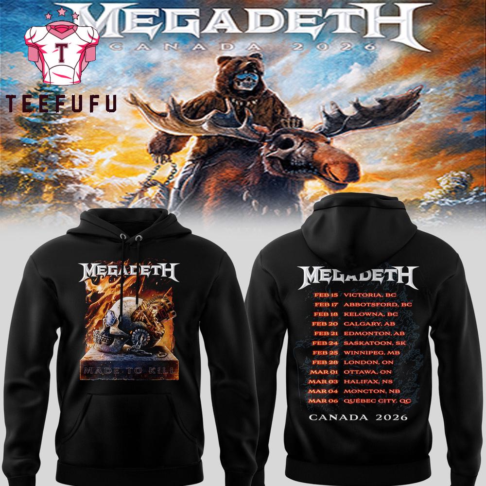 Megadeth Canada Tour 2026 Black Hoodie