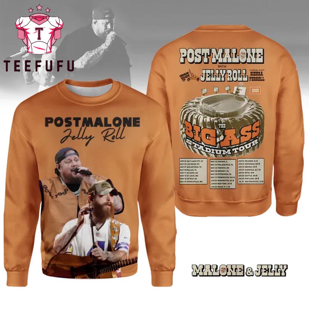Post Malone With Jelly Roll Big Ass Stadium Tour 2025 Sweatshirt