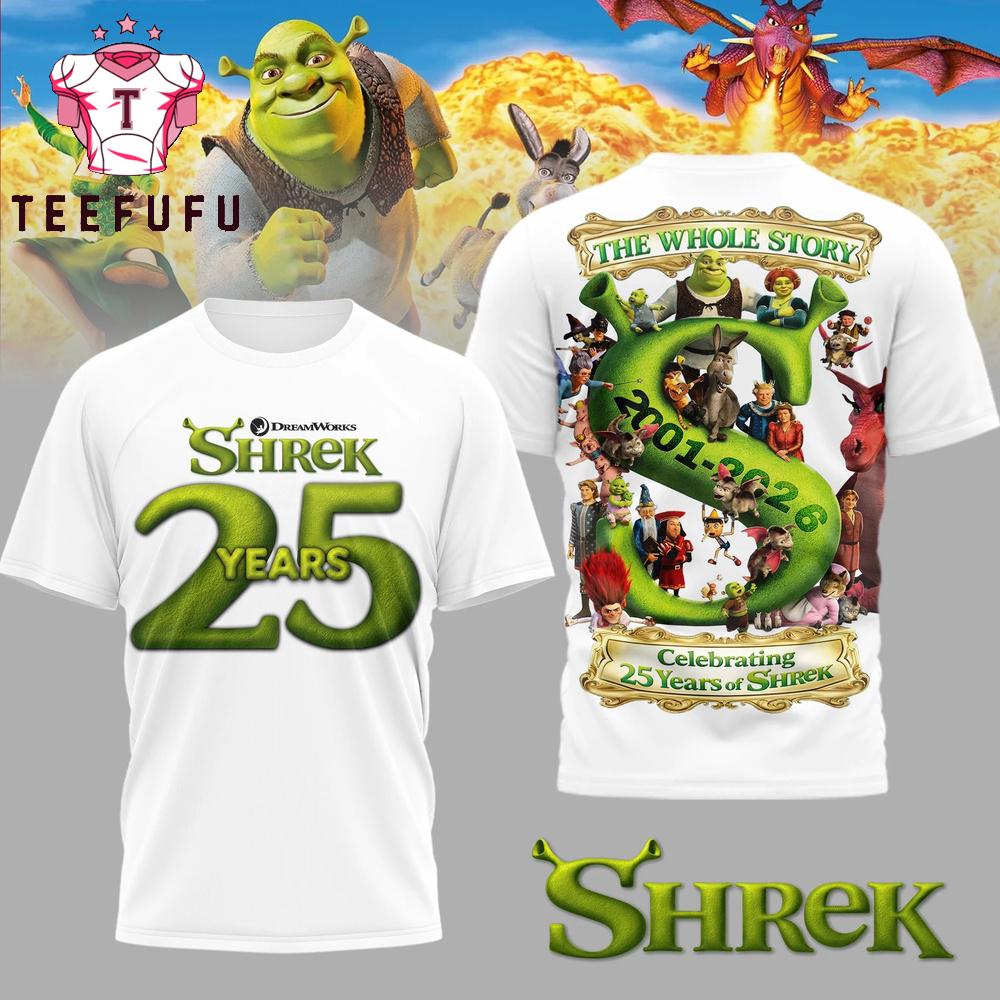 Shrek 2001-2026 Celebrating 25 Years of Shrek White T Shirt