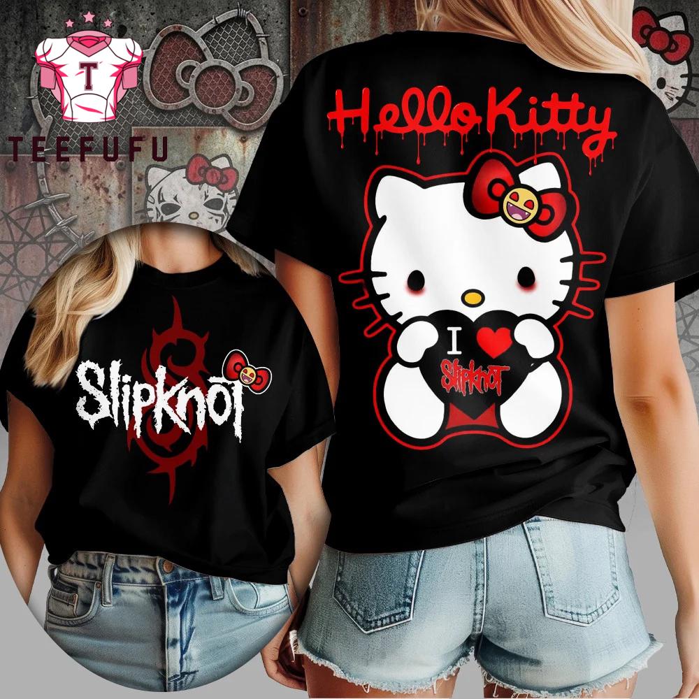 Slipknot x Hello Kitty 2026 Unisex Black T Shirt