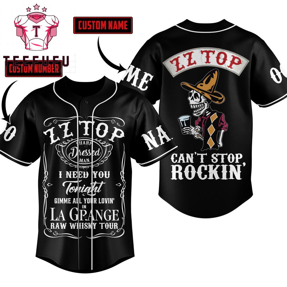 ZZ Top Can't Stop Rockin Baseball Jersey